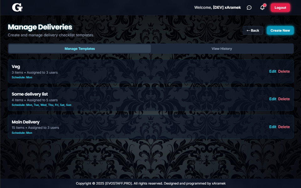 Admin Panel - Delivery Management