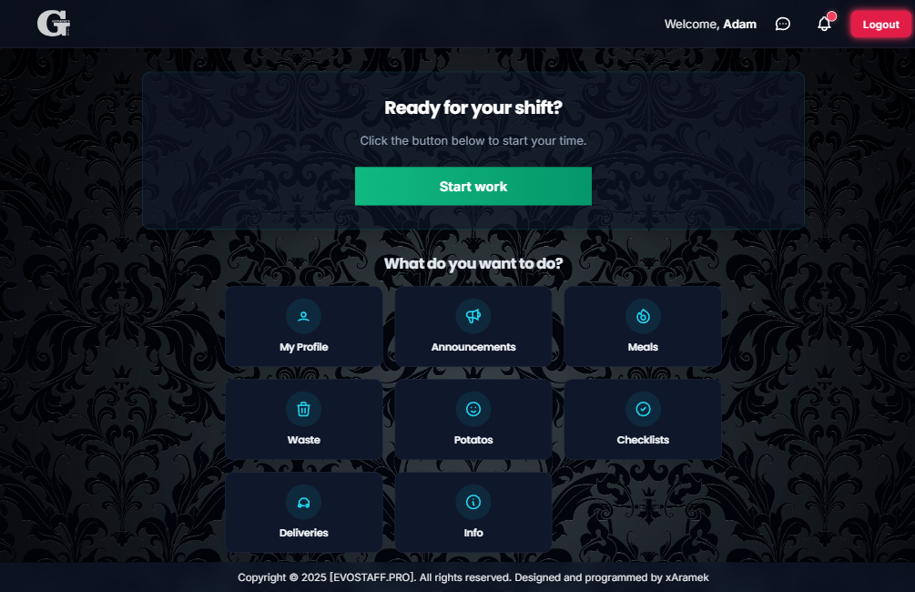 Staff Panel - Homepage
