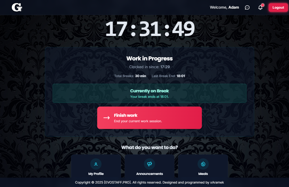 Staff Panel - On Break